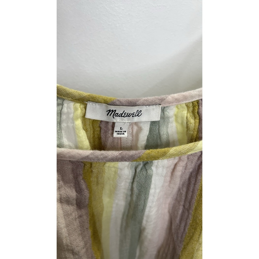 Madewell Lightestspun Tie-Strap Ruffle-Hem Cover-Up Dress Size L - Picture 3 of 6